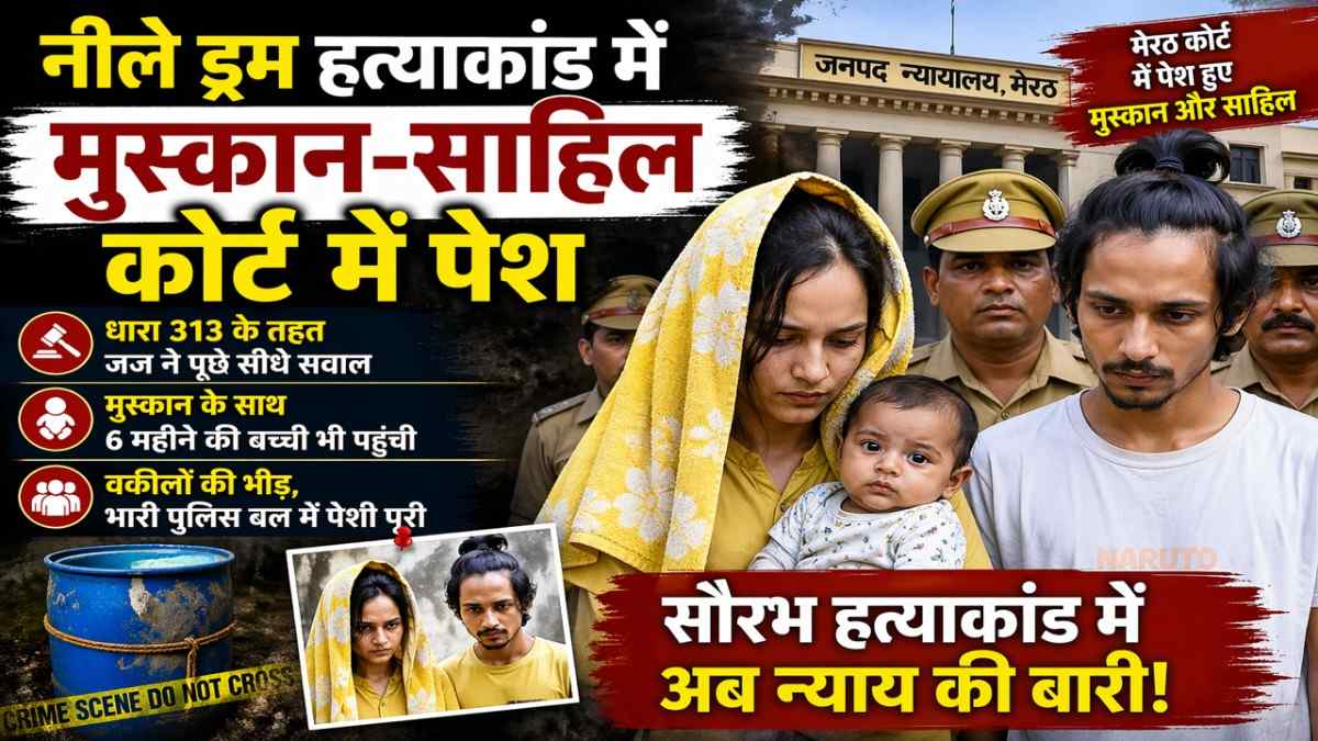 नीले ड्रम हत्याकांड: मुस्कान और साहिल से कोर्ट में सख्त सवाल, सुनवाई ने पकड़ी रफ्तार